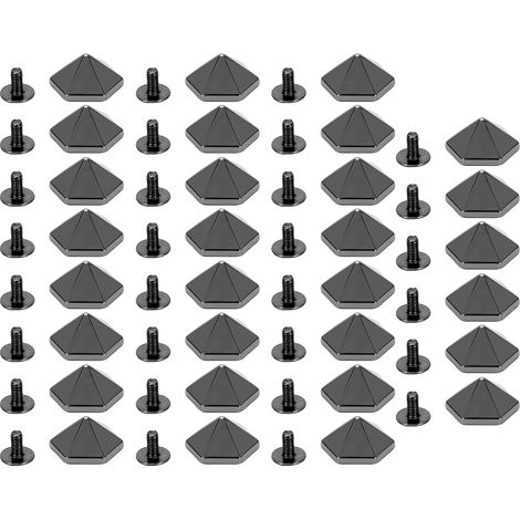 30 Set Hex pointu Rivet, 15mm en alliage de zinc 6mm Croix vis arrière Rivet Set pour sac à main chaussures vêtements (Silver Black) (1/5)
