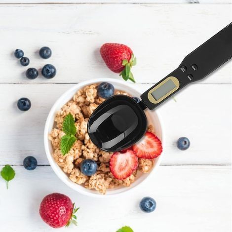 Portable 500g / 0,1g électronique LCD numérique Balance de cuisine avec des aliments cuillères doseuses, balance alimentaire multifonctions, balance de cuisine pour épices & herbes (Noir) (1/5)