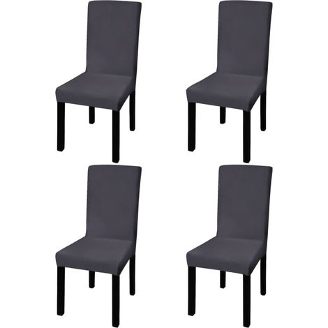 Funda para silla elástica recta 4 unidades gris antracita vidaXL