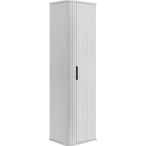 Mobiletto da bagno, bianco, maniglia nera, 35,5 x 139 x 31,5 cm (1/5)