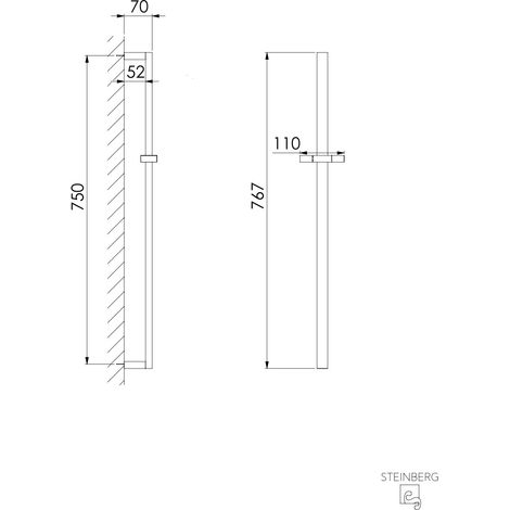 Steinberg Serie 135 Brausestange, mit Gleiter, 750 mm, 1351623S