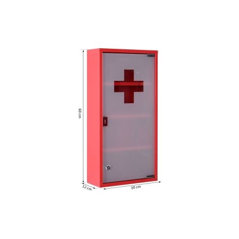 Armoire à pharmacie argentée en acier inoxydable avec serrure et rangement sécurisé pour maison et bureau (1/5)