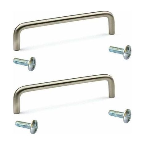 2x Poignée de meuble acier finition nickel brossé entraxe 96mm longueur 104mm hauteur 30mm Placard Porte Cuisine Armoire Tiroir Buffet (1/2)