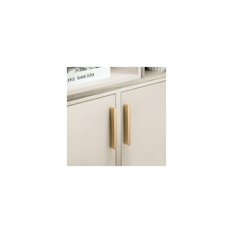 Lot de 2 Centres de Trou 5.0 '' (128 mm) Poignée de Tiroir de Cuisine Poignée de Porte Poignée en Alliage de Zinc Moderne Matériel en Laiton Brossé Doré pour Armoire Salle de Bain