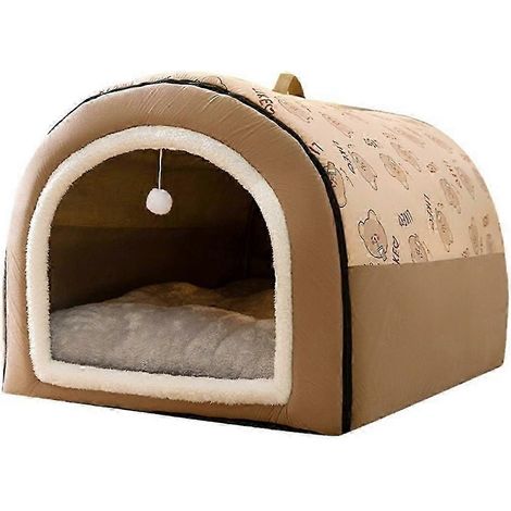 Niche d'hiver pour chien, tapis chaud et amovible, lavable, nid douillet pour un sommeil profond, pour chiens moyens et grands. Taille M. (1/5)