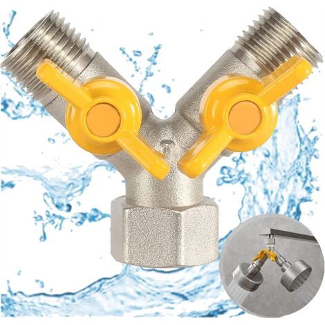 Vanne de commutation 1/2", robinet à trois voies en Y avec vanne d'arrêt, pomme de douche, bras de douche, raccord de bec pour machine à laver