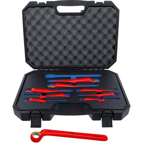 Jeu de Clés Polygonales VDE Contre-Coudées 10-24 mm - 9 pcs - Isolation Sécurisée et Précision - D-Work (1/5)