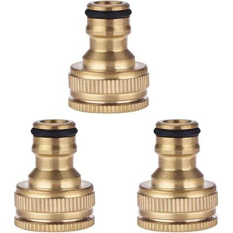 Kit de Connecteur de Robinet de Tuyau D'arrosage en Laiton de 3 Pièces, Adaptateur de Connecteur de Robinet de 1/2 Pouces 3/4 Pouces pour L'irrigation de Jardin de Lavage de (1/4)