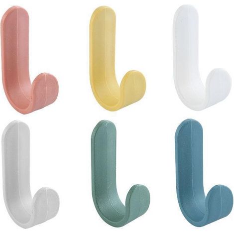 Lot de 6 crochets porte-serviettes, support mural pour salle de bain, cuisine et bureau (1/4)