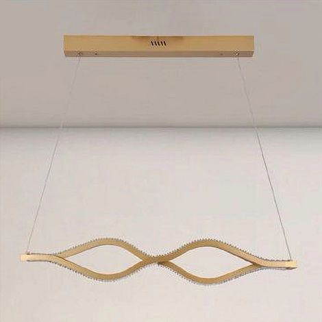 TRADE SHOP - Lampadario A Sospensione Led 58 Watt Onda Infinito Cristallo Ondulato Oro 32149 -