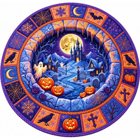 Tapis de sol rond Halloween, velours cristal, doux et lavable, cosplay, salon/chambre 40x40 cm - Style 14 (1/5)