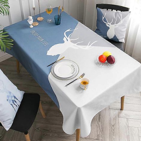 Nappe rectangulaire Nordic Elk, style moderne et épuré, en tissu imperméable et résistant à l'huile. (1/2)