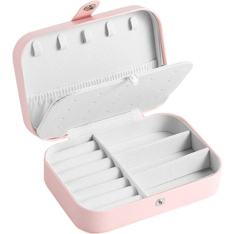 Caja de joyería de piel sintética, ideal para guardar collares, pendientes, anillos, pulseras, aretes, relojes y pintalabios.