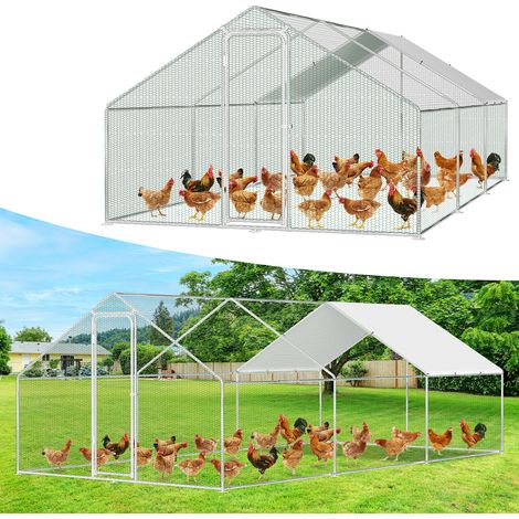 Randaco Poulailler 3×6×2 m – Enclos pour petits animaux, volière extérieure, cage à poules en acier galvanisé