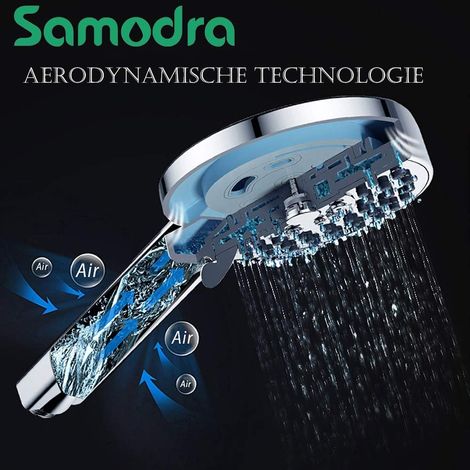 Pommeau de douche douchette à main haute pression économie d'eau 3 types de jets pommeau de douche universel avec augmentation de pression pour basse pression, chrome