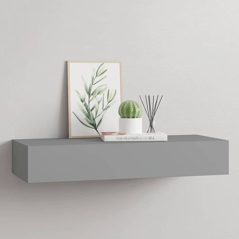vidaXL Estante con cajón de pared MDF gris 60x23,5x10 cm (1/4)