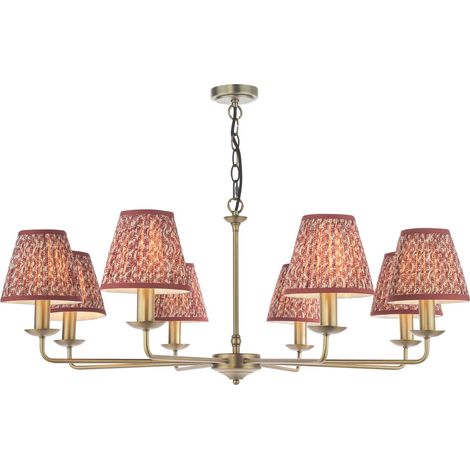Dar Favian Suspension Favian à 8 lumières, bronze mat avec abat-jour (1/2)