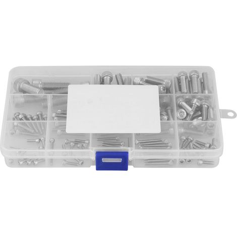 Boîte de vis à tête hexagonale 135pcs M2.5 à M8 Acier inoxydable 304 Organisée en casier transparent (1/5)