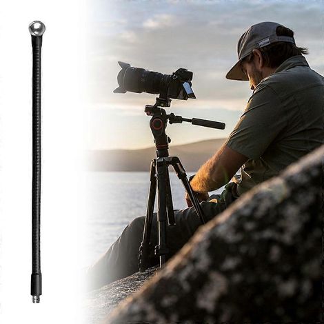 Tuyau métallique réglable de 300 mm, filetage mâle 3/8 et rotule de 17,4 mm pour trépieds (1/4)