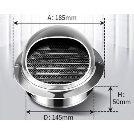 Entrée d'air à bille en acier inoxydable V2A 150 mm avec protection contre les intempéries et les insectes, argent