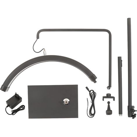 Lampadaire LED 40W 23 pouces beauté cils, noir demi-lune, 2700K-5600K, lampe pour ongles, sourcils, tatouage, 100-240V prise UE (1/5)