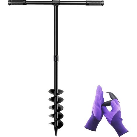 Tarière Manuelle, 100mmØ x 960mm Tariere de Jardin, Tarière de Terre avec Gloves, Tariere pour Faire Trou Planter des Arbres Arbustes Culture (1/5)