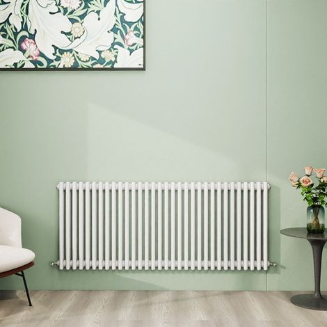 AICA 600x1460mm White Horizontal Traditional Radiator Cast Iron 3 Column Heating UK