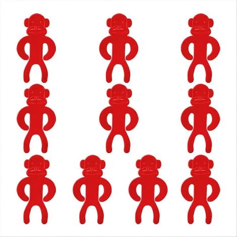 Lot de 10 pièces kit réutilisable Sock outils de nettoyage Monkey Clips Colorful Sock Organizers Sorters Holders rouge (1/5)