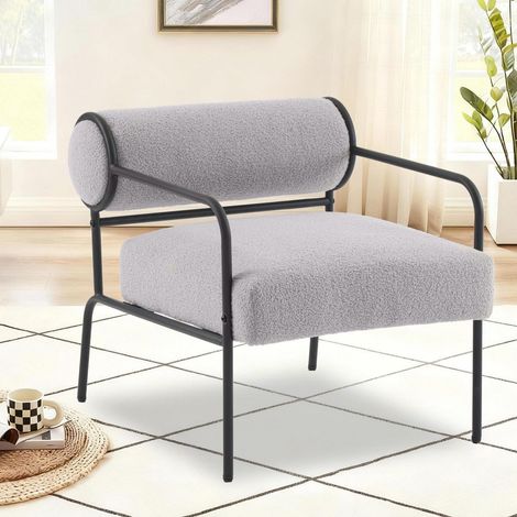 Loungesessel aus Lammwolle mit Armlehne, modern, grau (1/5)