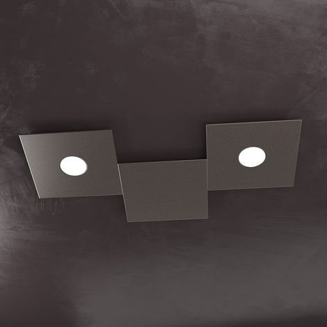 Plafoniera moderna top light eccentric 1156 2l1d gx53 led metallo lampada parete soffitto, finitura metallo marrone