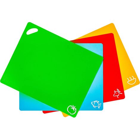 4 pcs Planche à Découper Plastique code couleur sans BPA (1/5)