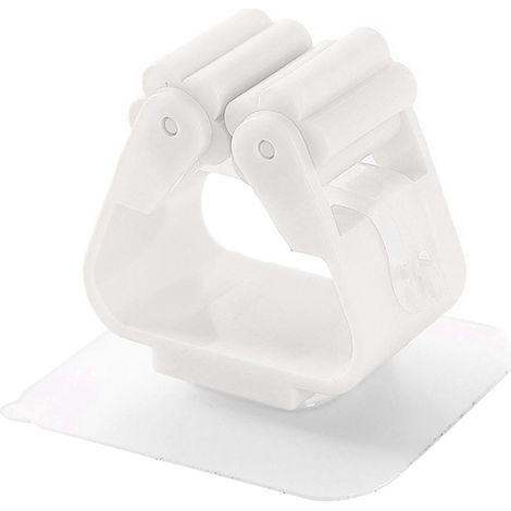 Lot 3 supports muraux pour balai et serpillière, adhésif fort, plastique blanc, rangement d'outils garage. (1/5)