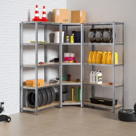 Ensemble d'Étagère d'angle à Charge Lourde Grise : 180 X 70 X 40 cm Robuste et Polyvalente, 875 kg (1/5)