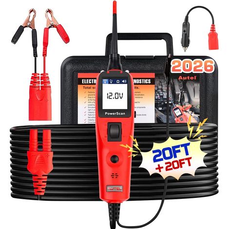 2026 PowerScan PS100 Testeur Circuits Auto, Outil Test Circuits Électriques, Détecteur Courts Circuits Disjoncteurs 12-24V, Résistance Courant AC/DC & Cordon Extension 6M pour 99% Véhicules (1/5)