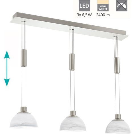 Lampadario Contemporaneo Montefio Acciaio Nichel Vetro 3 Luci Led 6,5W 2400Lm (1/5)