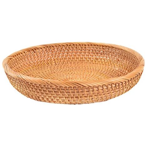 royaluxe - Corbeille à fruits en osier tressé rond - Assiette à fruits secs - Assiette à fruits peu profonde, taille moyenne 22 x 4 cm (1/4)