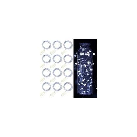 Lot de 12 Guirlande Lumineuse LED, Guirlande Lumineuse à Piles 2m 20 LEDs Fée Chaîne Lumières Guirlande IP65 Étanche LED Déco pour Chambre Noël Mariage Fête Jardin, Blanc Chaud (Blanc Froid) (1/5)
