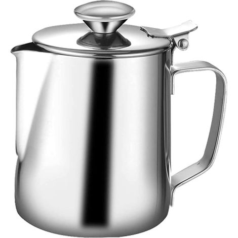 Série Coffee Barista Pro - Pot à lait 350 ml - 1 pièce en acier inoxydable - Argenté - Idéal pour les cappuccinos et les lattes artistiques à la maison ou au café (1/5)