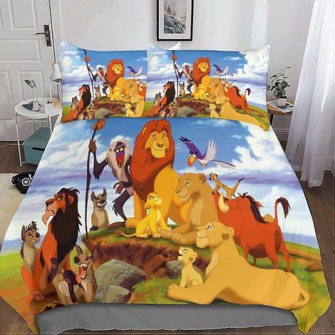 Parure de lit Le Roi Lion (housse de couette et taie d'oreiller incluses), housse de couette ultra douce en microfibre hypoallergénique avec fermeture éclair, 135 x 200 cm (1/5)