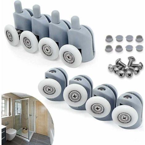 Set di 8 rulli doppi di ricambio per porte doccia, ruote di diametro 23 mm (8 pezzi singoli, 23 mm) (1/3)