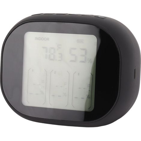 Innen- und Außenthermometer, umschaltbar zwischen Celsius und Fahrenheit, Nachtsicht, kabellos, schwarz, Temperatur- und Feuchtigkeitsmonitor für Zuhause, Fabrik und Büro (1/5)