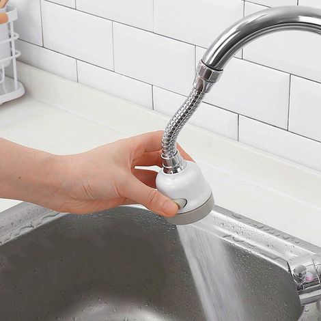Pommeau de robinet de cuisine orientable à 360° - Aérateur à bulles - Économie d'eau - Embout de filtre pour douchette de bain - 3 modes de jet réglables (Blanc) (1/5)