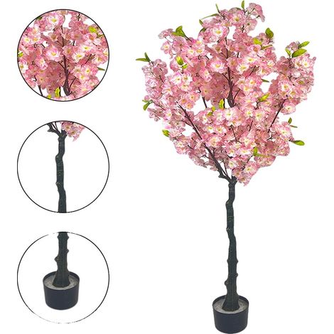 Albero di ciliegio in fiore, design realistico in seta, facile da curare, 150 cm (1/2)
