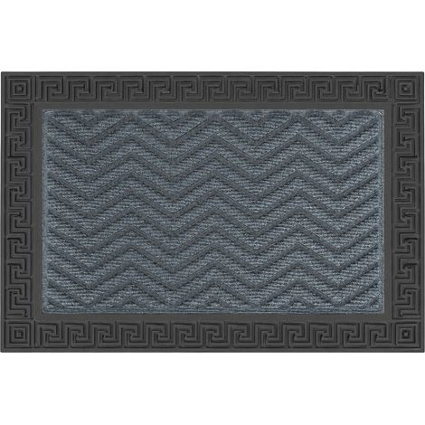 Relaxdays polypropylene zigzag doormat, weatherproof, non-slip, indoor & outdoor entrance mat, dirt-trapping, grey (1/5)