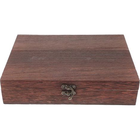 Coffret de rangement en bois simple, étanche à la poussière et avec serrure (marron)-26X20X6cm-Brown (1/3)