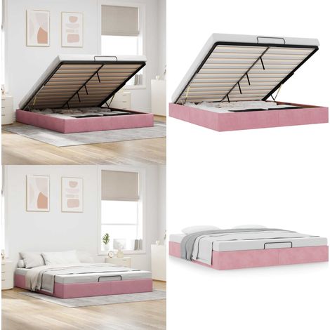 VidaXL Cadre de lit ottoman sans matelas rose 160x200 cm velours (1/5)
