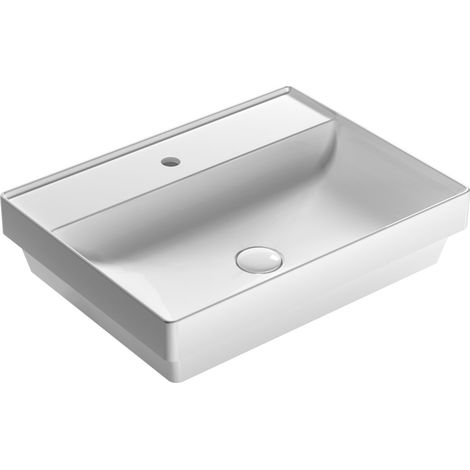 Lavabo T-Edge incasso 61x46 senza foro bianco lucido di Ceramica (1/4)