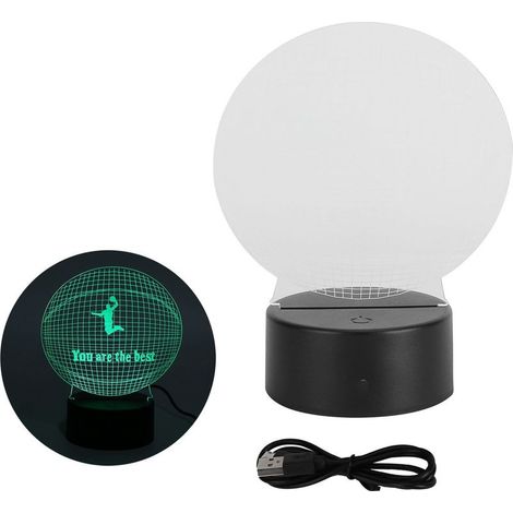 Lamp LED 3D in shape of basket-ball, night tactile, for children, adolescents, garcons, decoration of room, powered by USB or by battery (1/5)