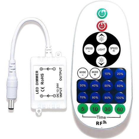 Contrôleur de lumière LED à intensité variable pour rubans LED monochromes, enseignes lumineuses au néon, 12-24 V CC avec télécommande (1/5)