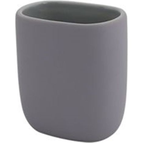 Cleafe - Bicchiere Porta Spazzolini Dentifricio Piatto Grigio Arredo Bagno Accessorio 87810 - (1/2)